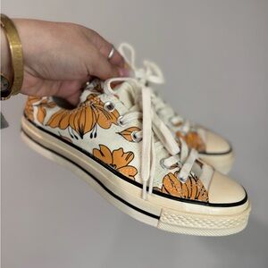 Converse Floral Canvas Sneakers with Orange Accents Vintage Chuck 60